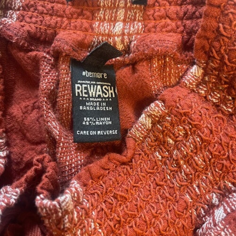 Rewash Rust Red Striped Cropped Pants - Picture 5 of 9